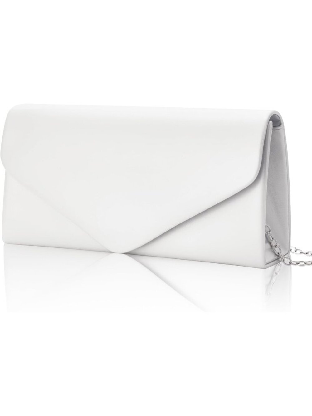 👜 Women's White Vegan Leather Evening Bag with Chain Strap Wedding Cocktail Bag